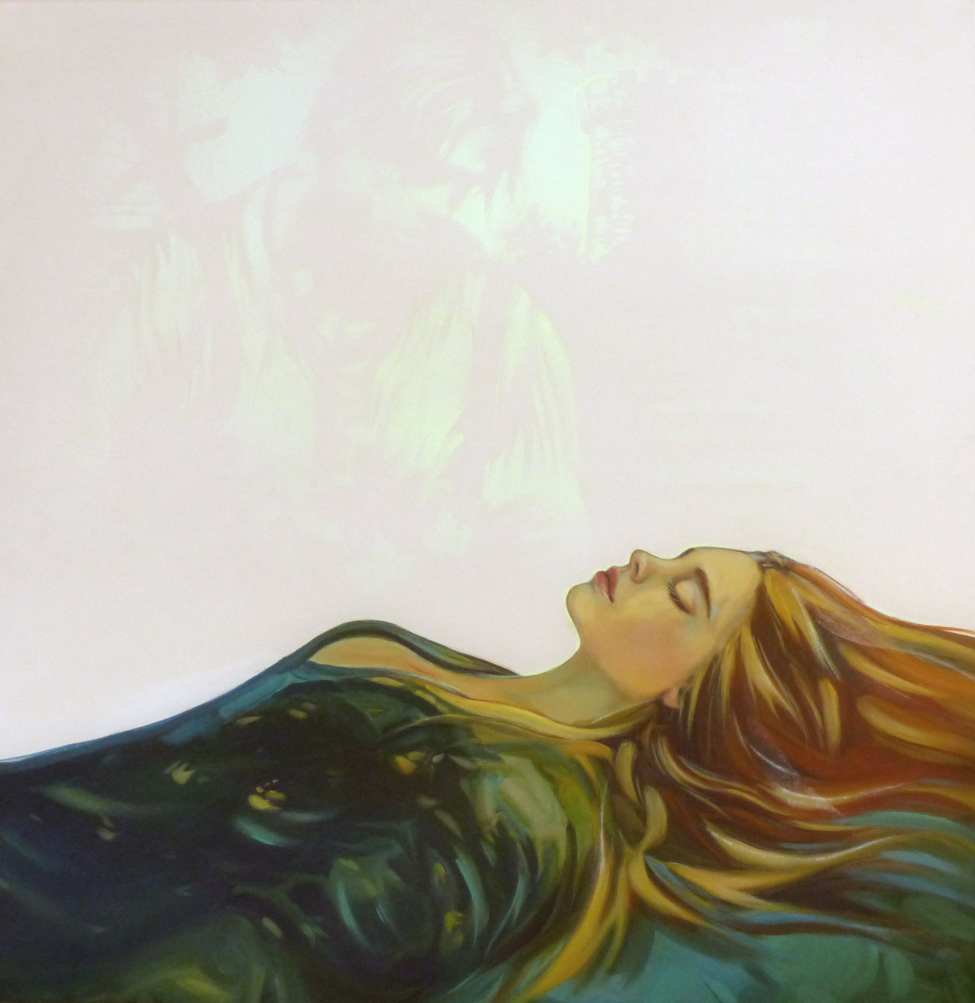 glow in the dark sleeping beauty painting with Brad Pitt as the prince