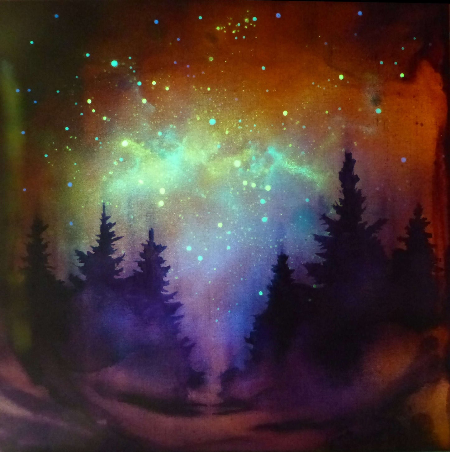 glow painting purple sunset 