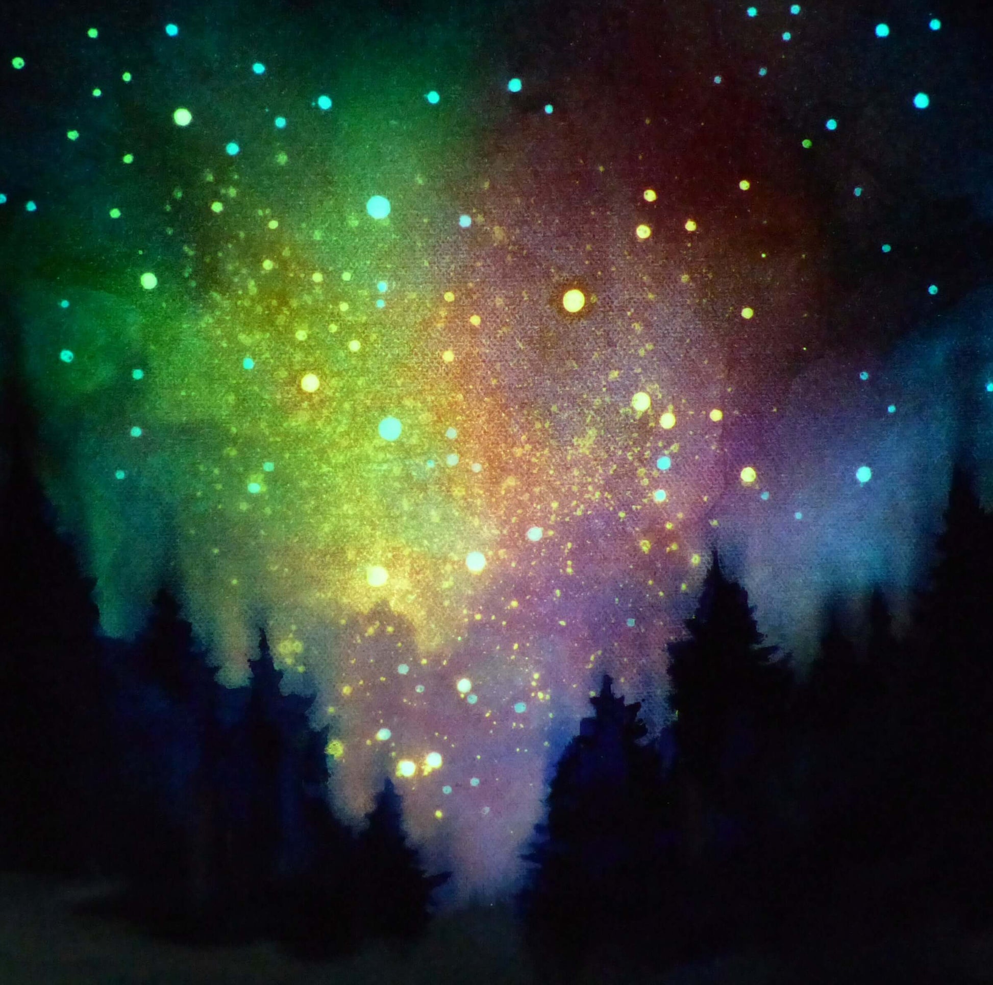 Glow in the Dark Art - Rainbow Clouds