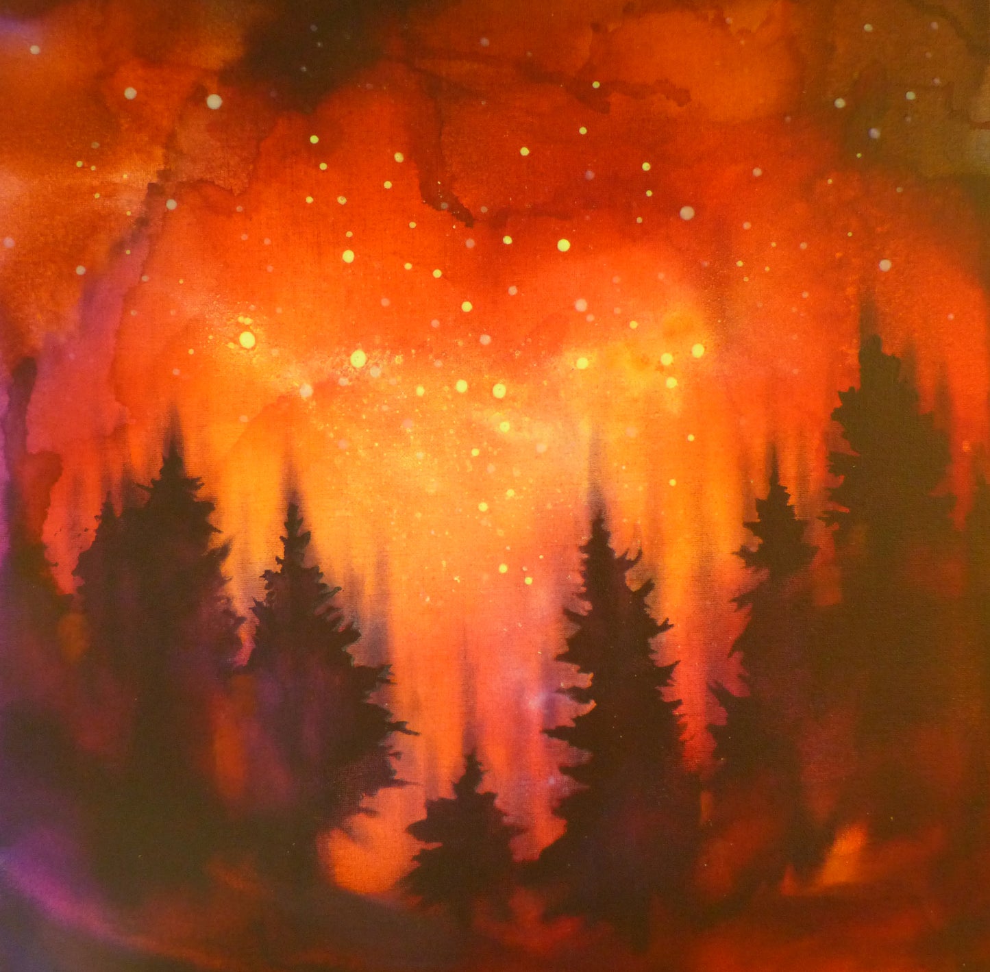 glow in the dark art - sunset fiery red 