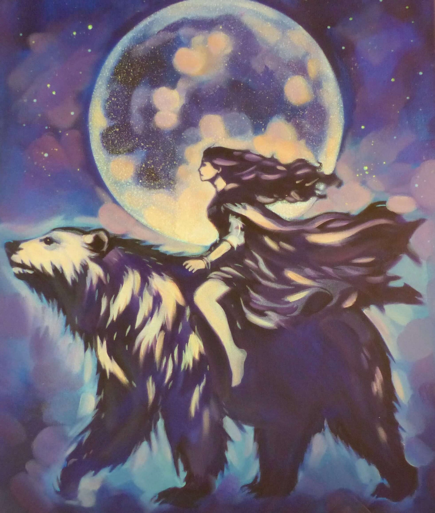 glow art polar bear in fairytale