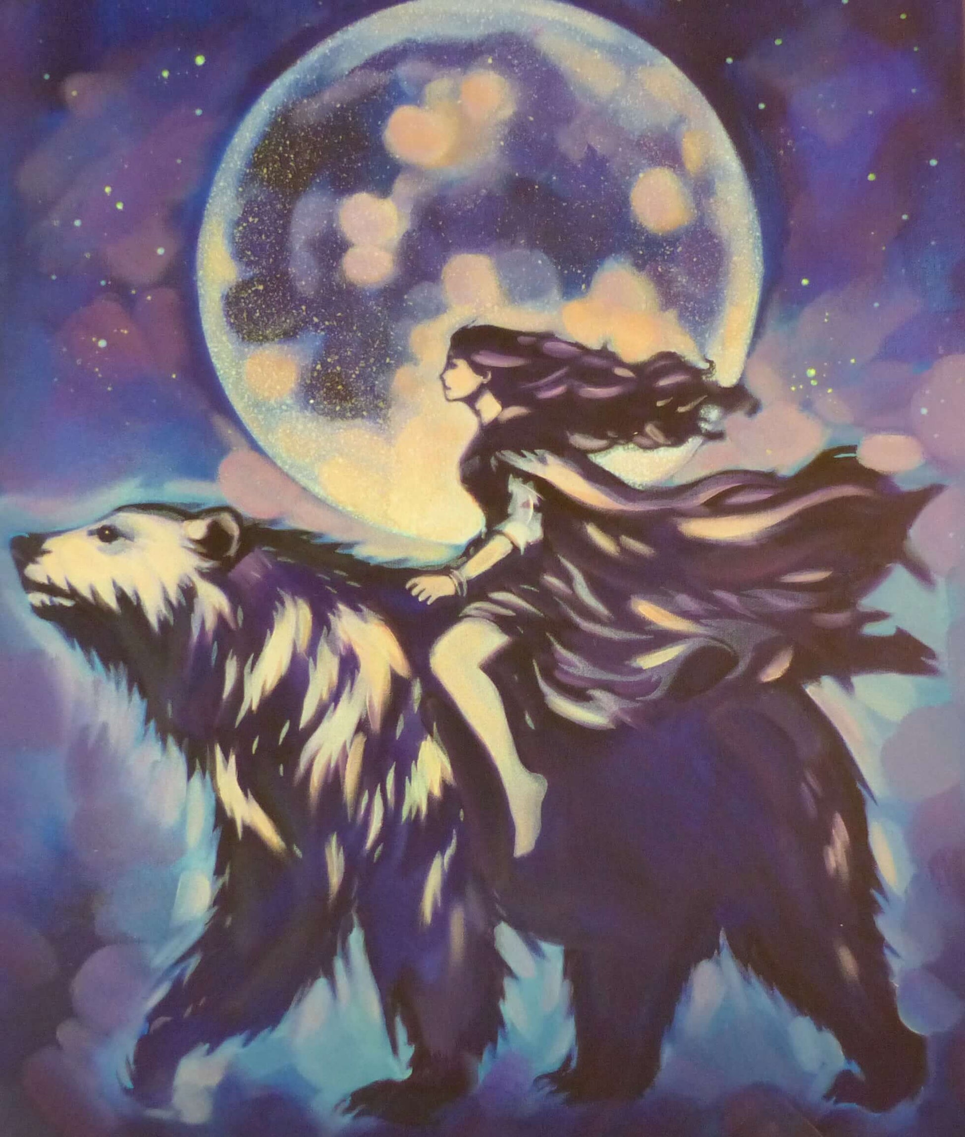 glow art polar bear in fairytale