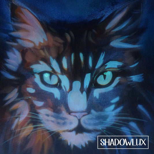 Glowing cat artwork, a unique glow in the dark piece for feline fans