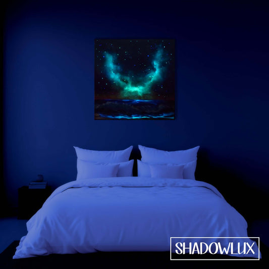 glow in the dark Beach Art  on a bedroom wall