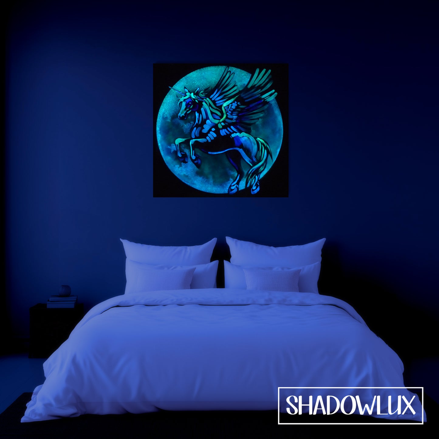 glow in the dark unicorn pegasus painting 