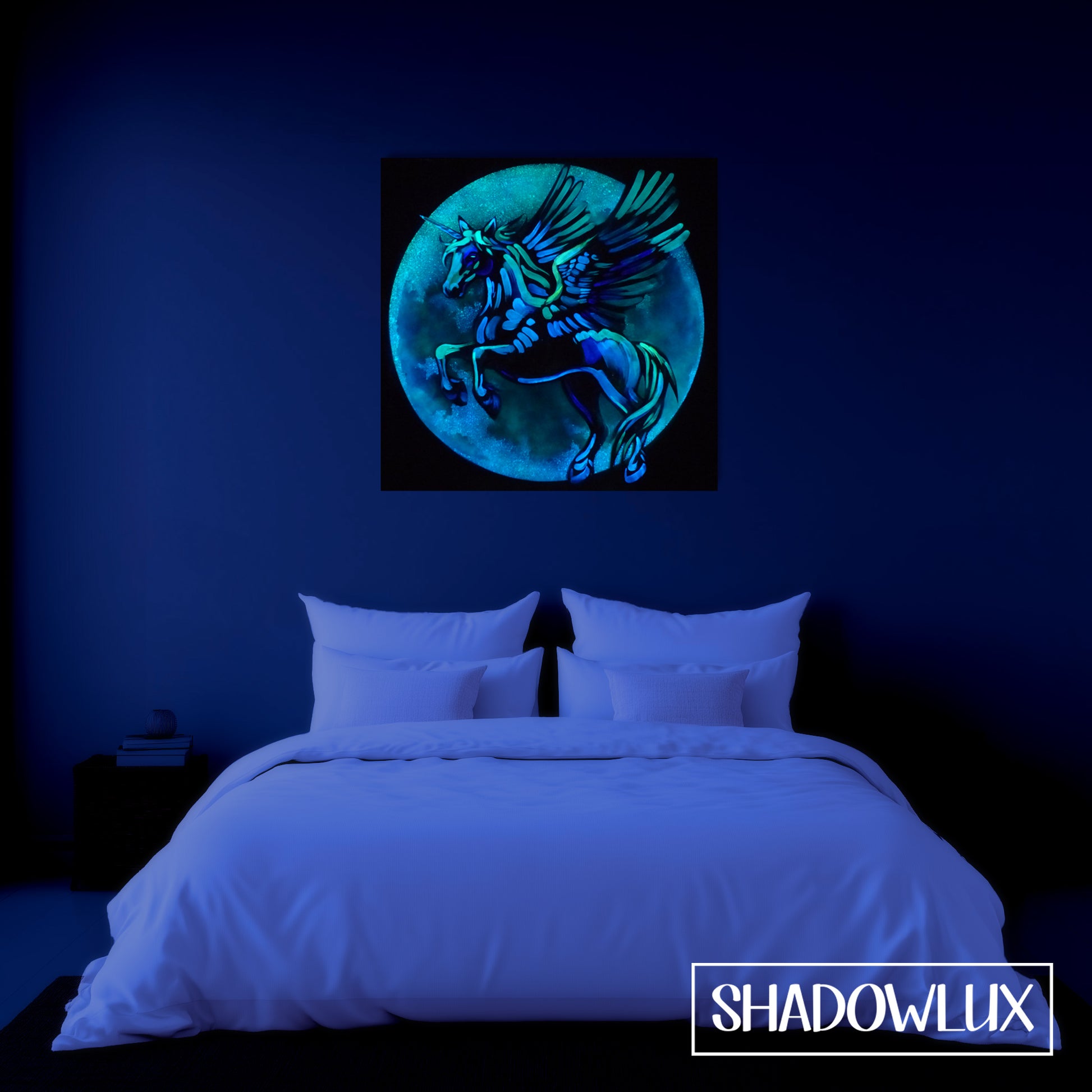 glow in the dark unicorn pegasus painting 