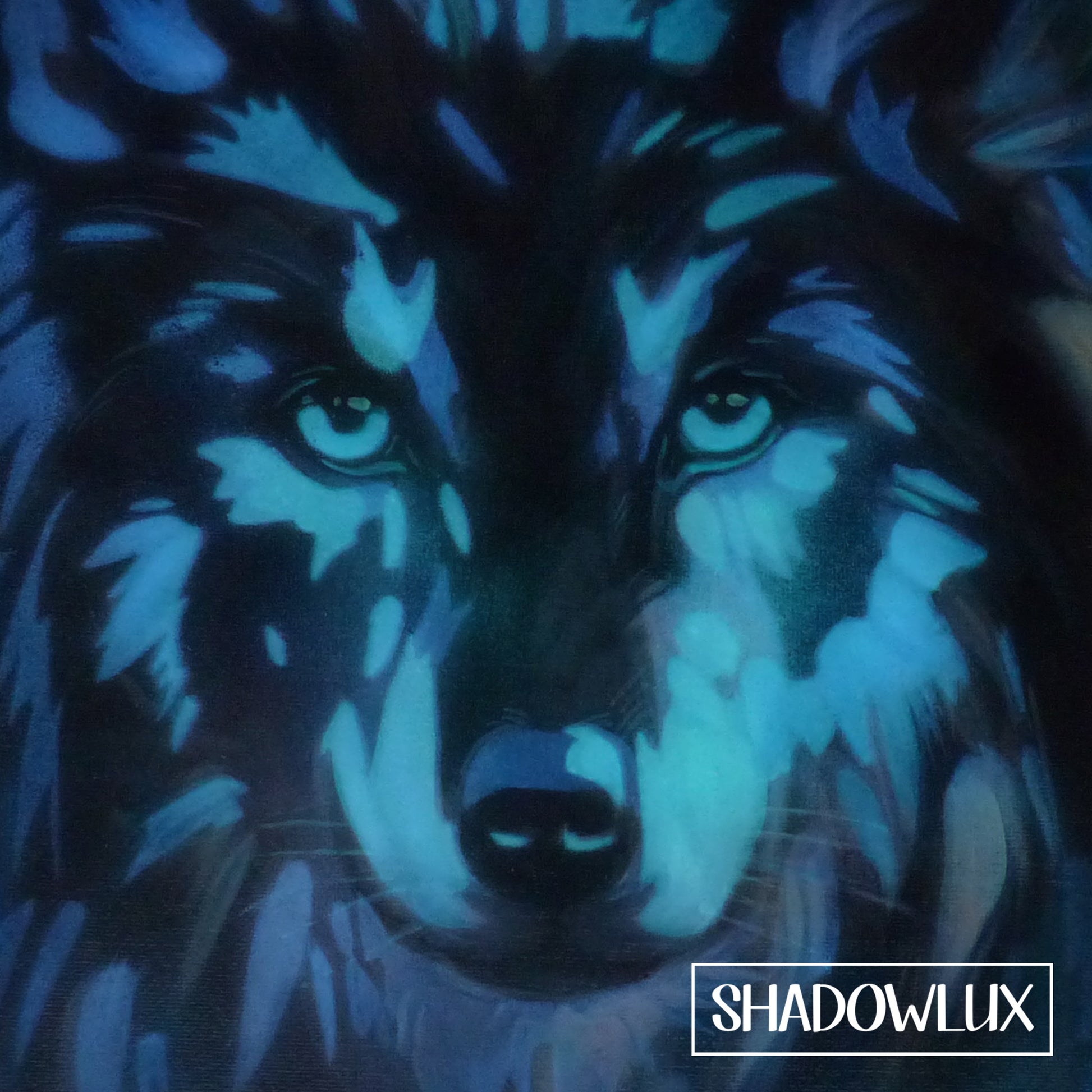 glow in the dark wolf painting 