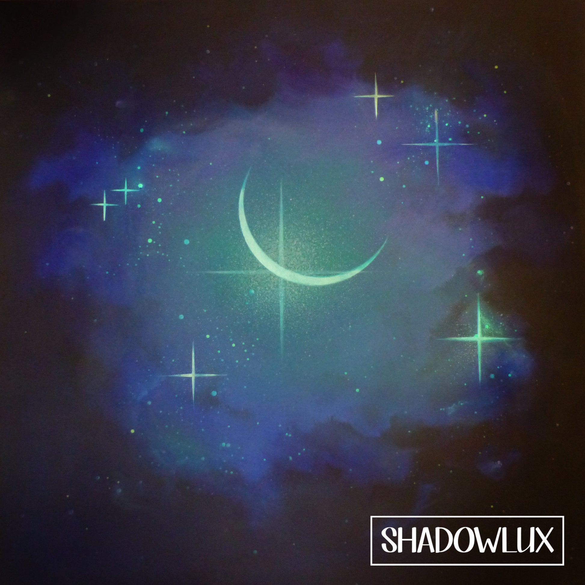 glow in the dark crescent Moon painting 